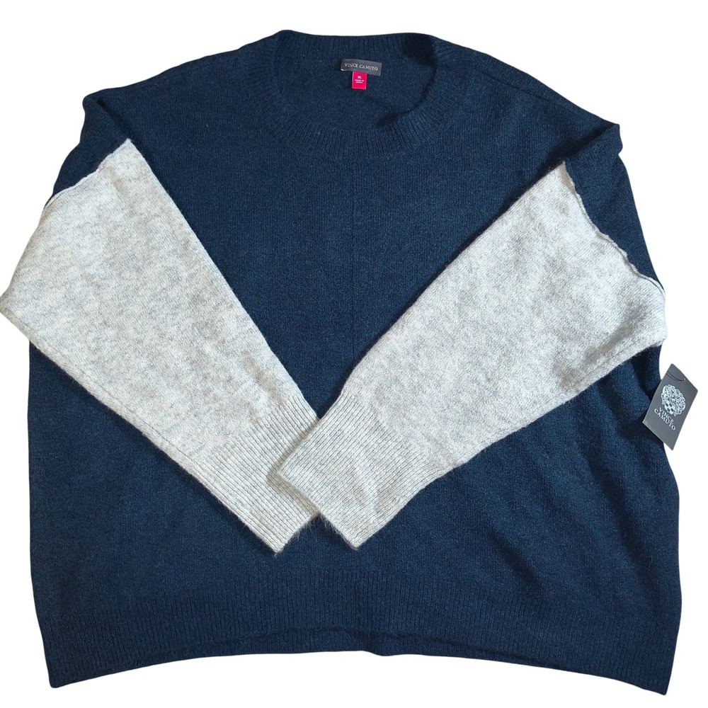 Vince Camuto Women's XL Colorblock Knit Sweater Vintage Blue Gray NWT